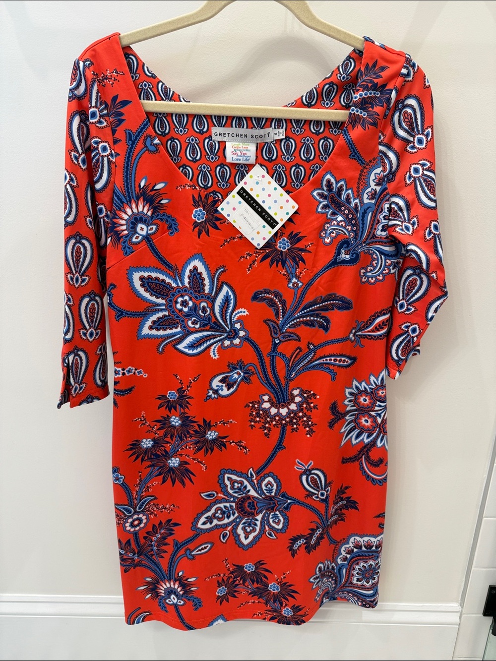 Gretchen Scott Designs Red Floral Paisley Mini Dress